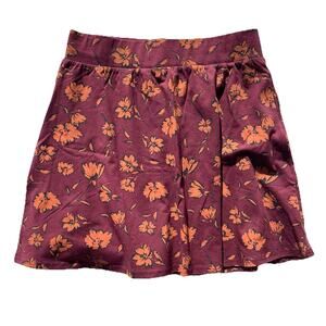 Pact Saylor Mini Skirt Womens Medium Brushed Floral Raisin Purple Organic